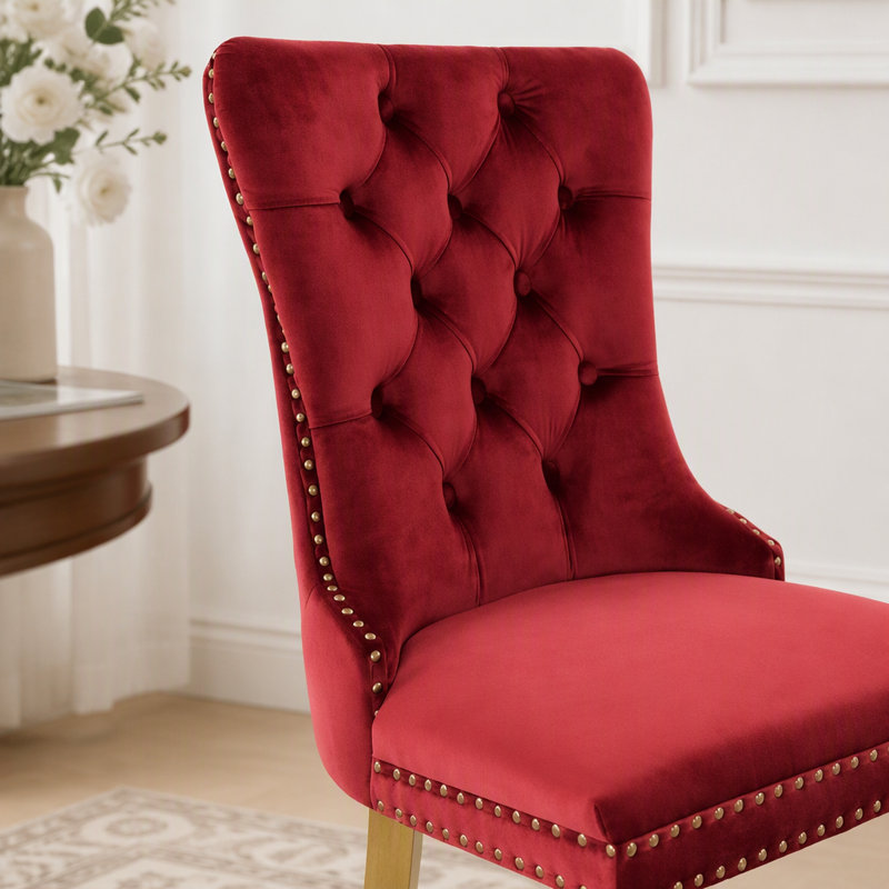 Chaises modernes avec anneau de traction tête de lion, Rouge vin