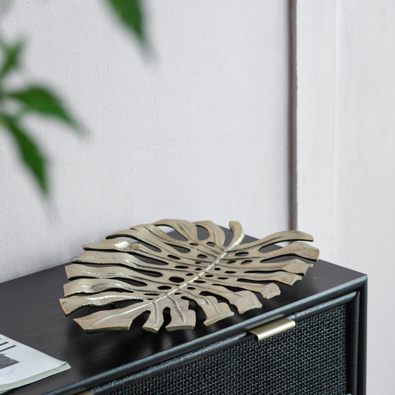 Décoration murale feuille d'or Monstera, H 17,30 po x l 24,80 po x P 2 po
