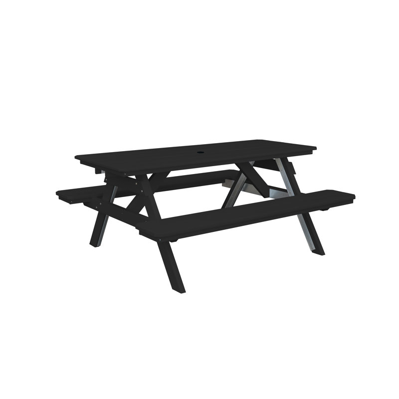 Table de pique-nique rectangulaire, Noir, L 70 po x L 60 po