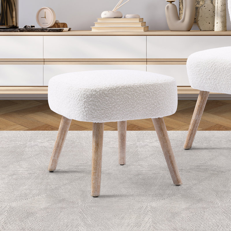 Upholstered Ottoman, Cream