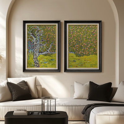Set of 2 Premium Framed Art Vintage Abstract Artworks on Premium Canvas with 26"x36" Frame