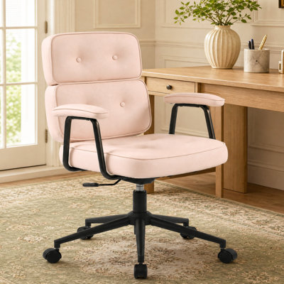 Fauteuil de bureau capitonné en similicuir avec accoudoirs rembourrés