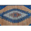 Tapis turc anatolien surdimensionné rétro bleu pour salle à manger avec motifs Oushak et décoratifs