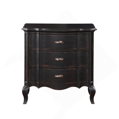 Table de chevet 3 tiroirs noir antique