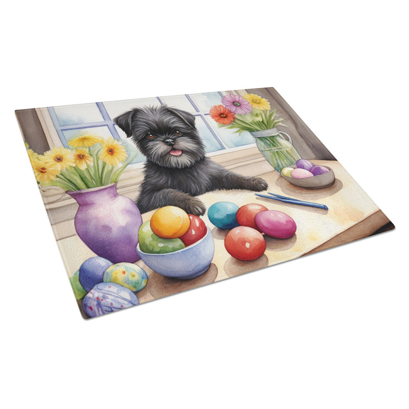 Decorating Easter Affenpinscher Glass Cutting Board