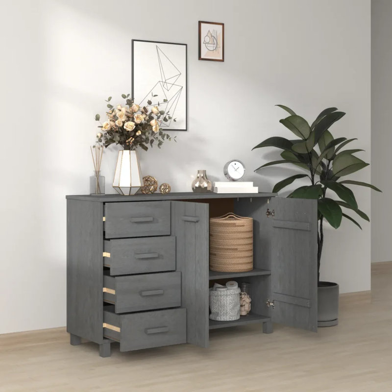 Hardev 113cm Solid Wood Sideboard, Dark Grey