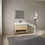 Ensemble de meuble-lavabo 36 po avec lavabo simple en résine, ensemble d'armoires de rangement modernes 2 portes, bois massif multicouche