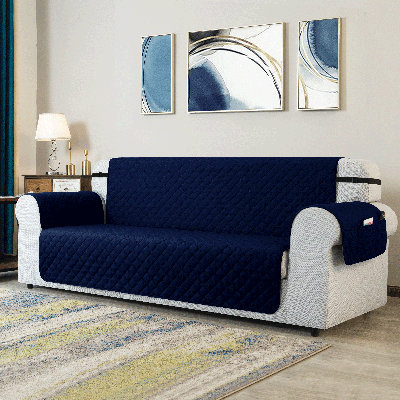 Couch Cover for 3 Cushion Couch, Non-Slip Sofa Slipcover for Dogs, Furniture Protector Cover with Foam Sticks Elastic Straps for Pet Cat (XL Sofa)