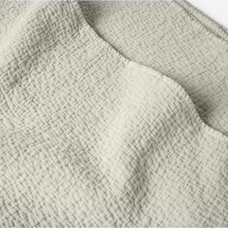 Cascade Organic Matelasse Blanket, Full/Queen Coverlet, Stone