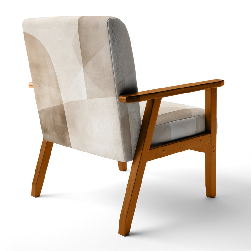 Abstract Minimalism Upholstered Chair - Beige Minimal - Neutral Shapes in Balance Side Chair, Brown Square Arms