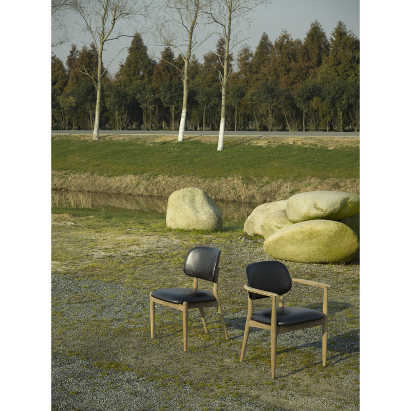 Slow Upholstered Dining Chair, Black Oak, Omega Ice