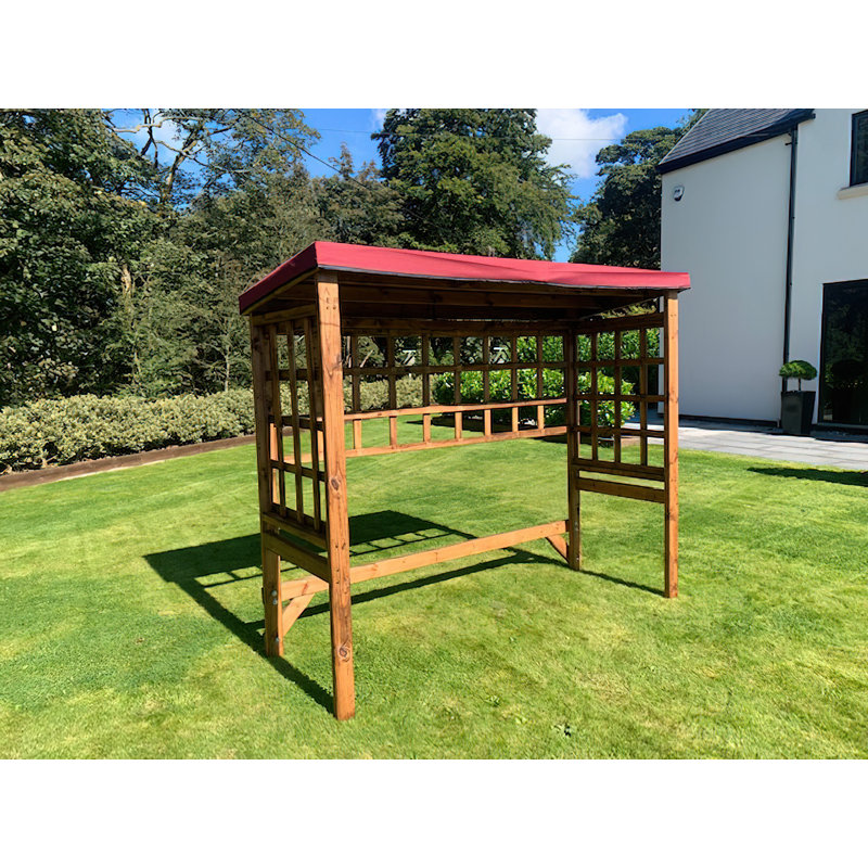 Oakham 2.5m x 1m Wood Patio Gazebo, Burgundy