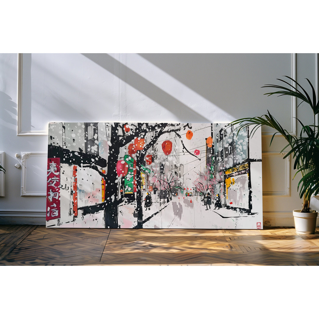 Bilder auf Leinwand 120x60cm Traditionelle japanische Stadt Kunstvoll Abstrakt