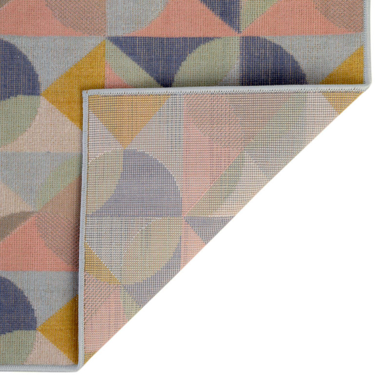 Tapis géométrique beige / bleu / orange Mcbrayer, Tapis de couloir 2 pi x 10 pi