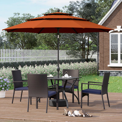 6 Pcs Patio Dining Set 4 Rattan Armchairs And Square Table With Umbrella