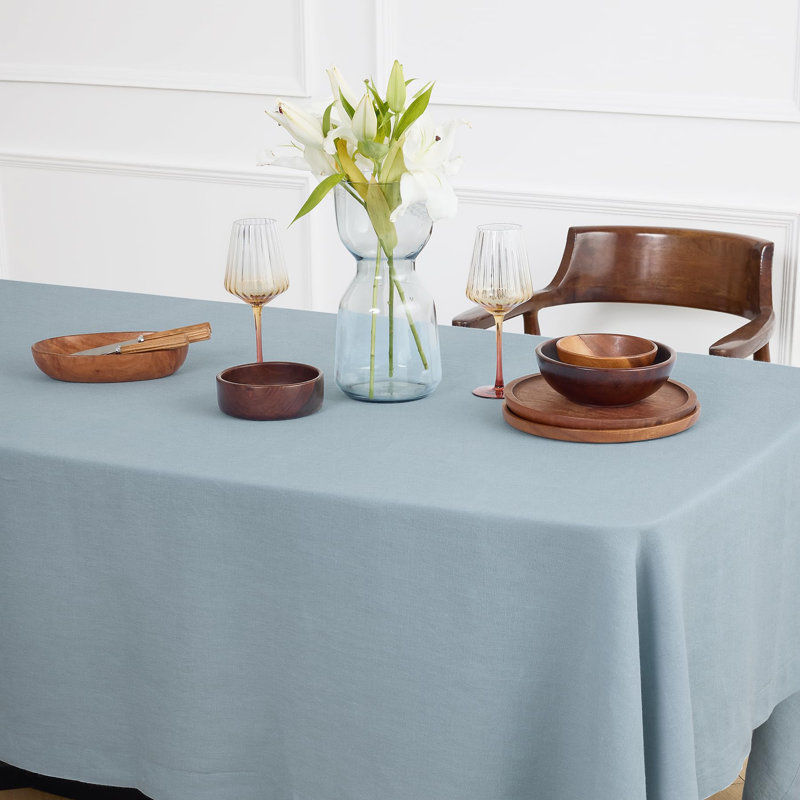 Sonoma - 100% Pure Linen Tablecloth (Prewashed), 108" x 70", Dusty Blue