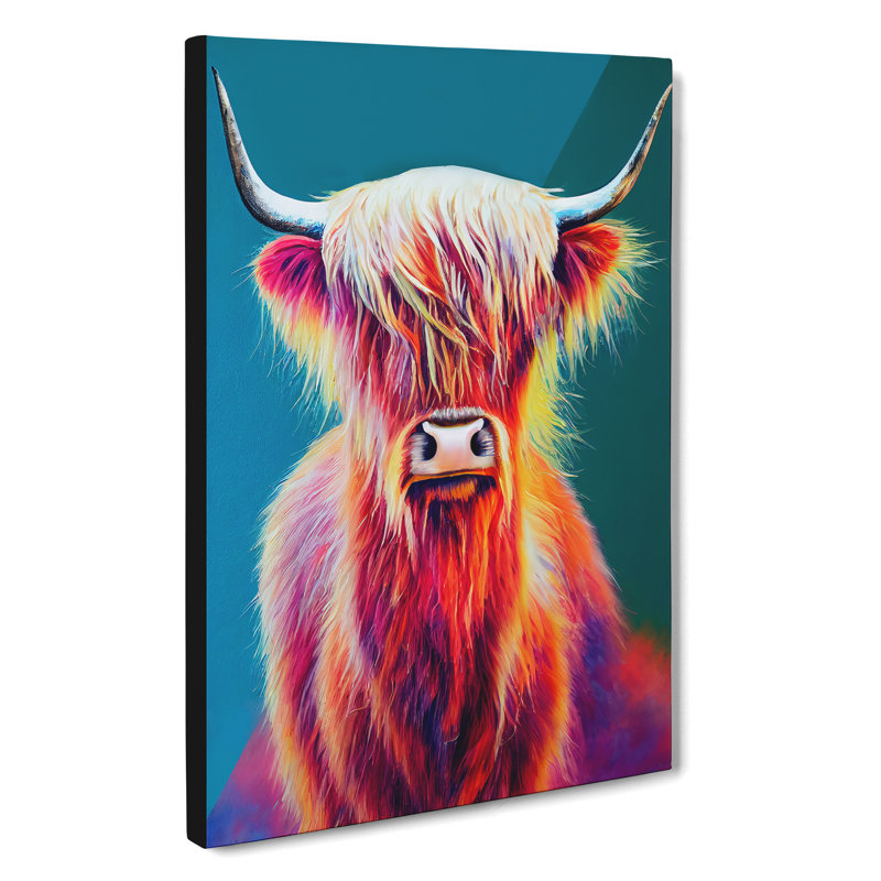 XC1022-1593X Colourful Highland Cow No.2 - Wrapped Canvas Print