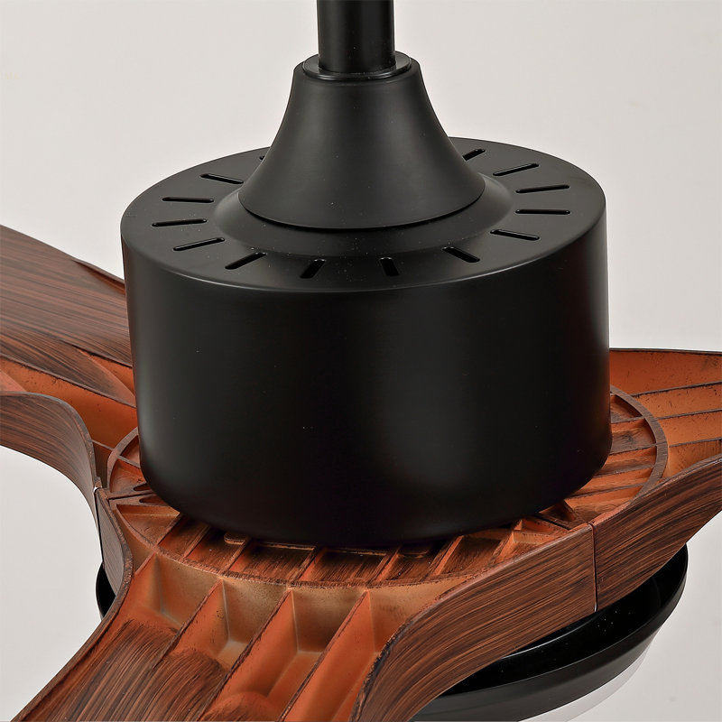 Hot Sales 52 Inch Modern Black Ceiling Fan With Light 3 ABS  Blades Remote Control Reversible DC Motor With Dimmable LED