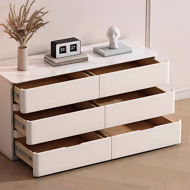Commode 6 tiroirs 47,24 "de style minimaliste moderne avec plateau en pierre frittée, 23.62" H x 47.24" W x 15.75" D