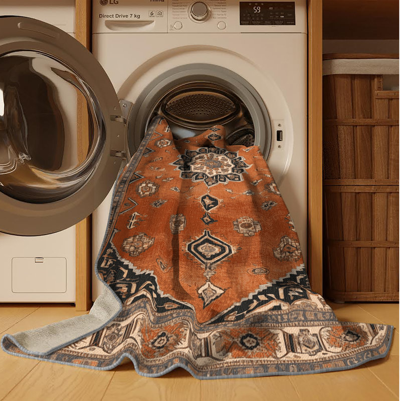 Tapis brun lavable à la machine, Carré 3 pi