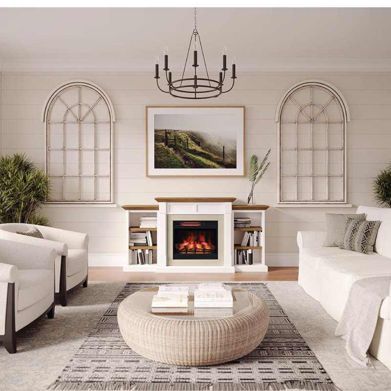 Ensemble de manteau de bibliothèque de 74 pouces Country Living Belhaven | Chaufferette électrique encastrable 23 po