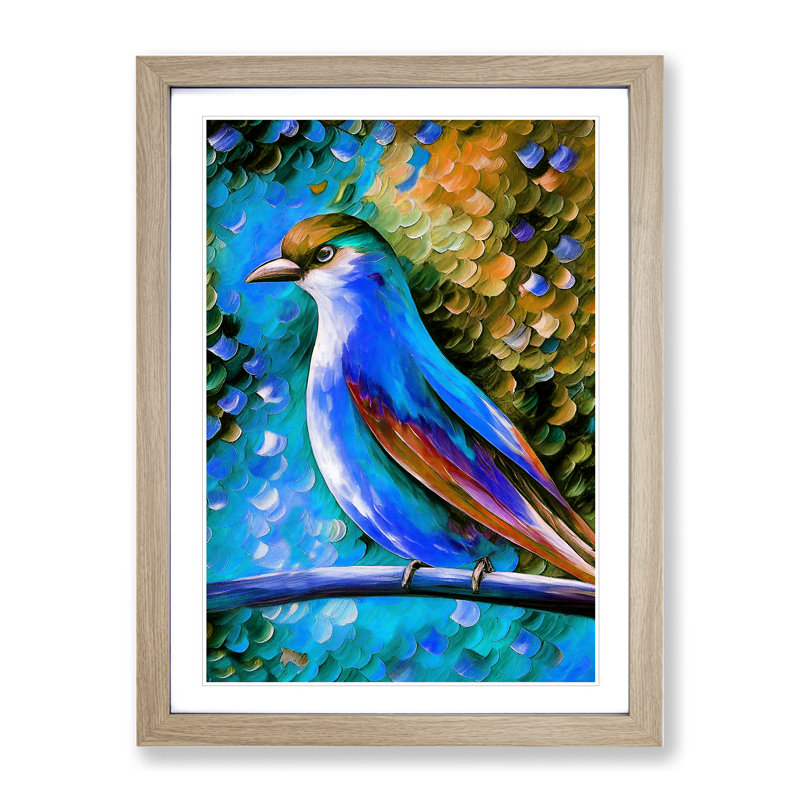 View Of A Bird No.2 - Single Picture Frame Painting, 64cm H x 46cm W x 2cm D, Oak Framed