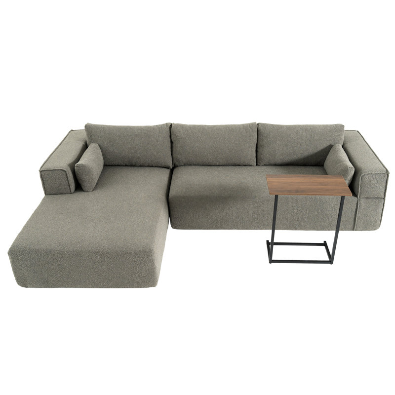 Aucun assemblage requis avec table d'appoint, canapé modulaire de 112 po, Boucle, table de salon à 4 places et coussins, tissu Boucle, requis