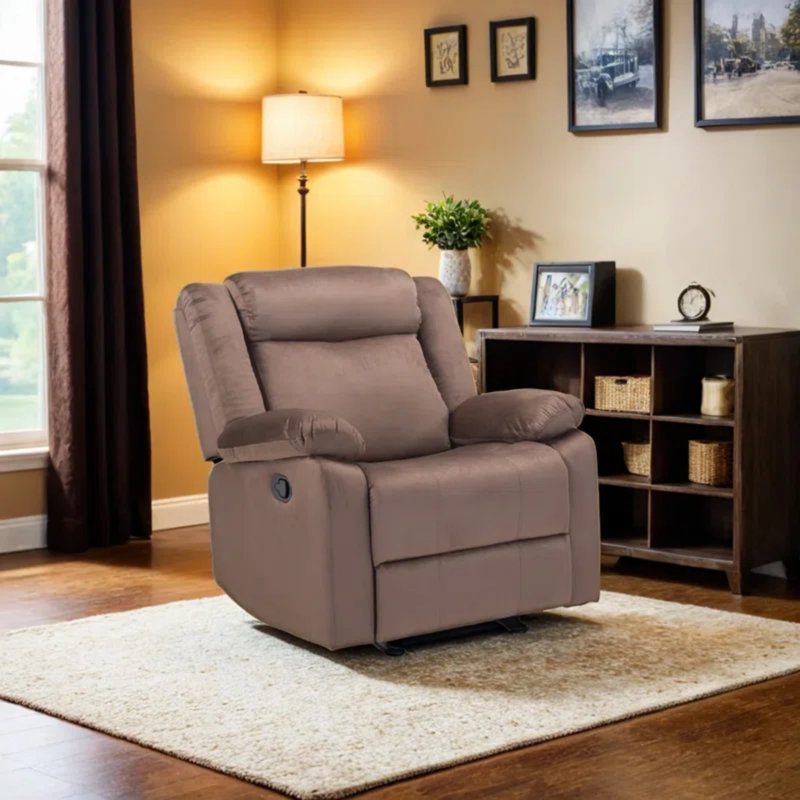 Carshalt 37.4" Wide Modern Upholstered Manual Rocker Recliner (Set Of 2), Brown
