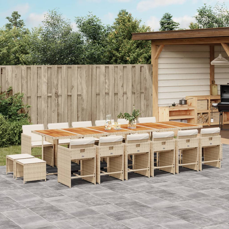  Ensemble de salle à manger de patio pour 16 personnes en rotin PE pliable 16 places