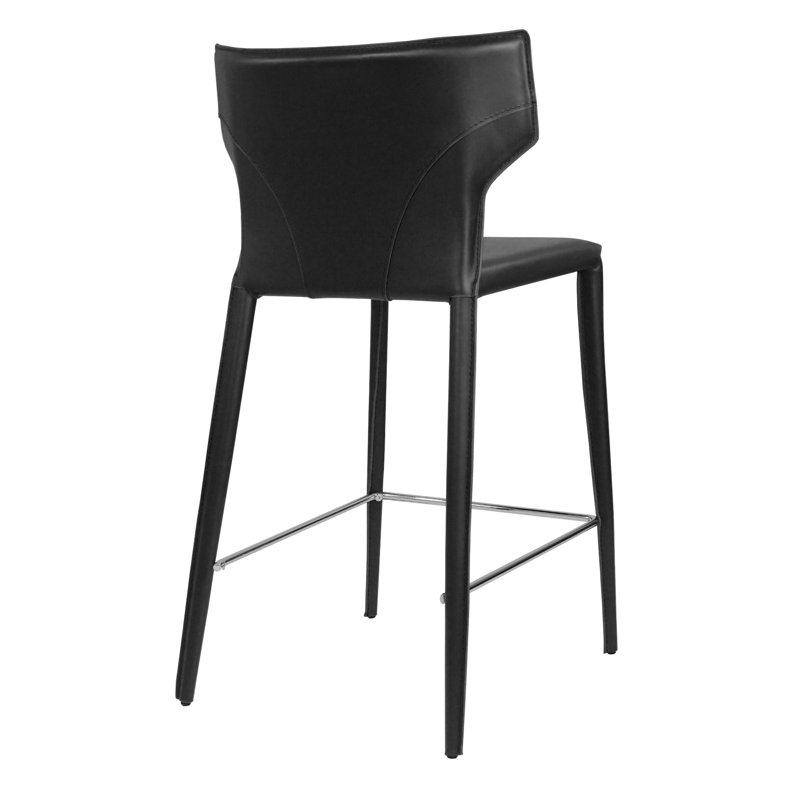 Katlyne Upholstered Counter Stool with Metal Frame, Black