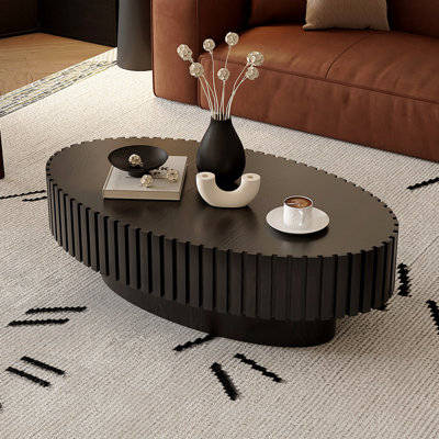 Table basse ovale en bois de forme ovale pour salon
