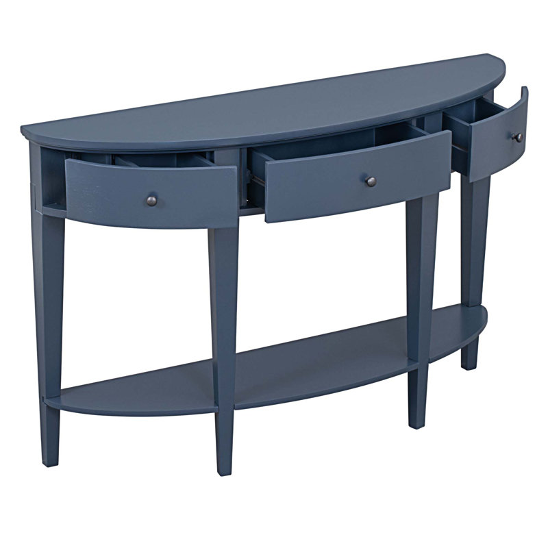 Table console moderne avec 3 tiroirs et 1 tablette, Bleu marine