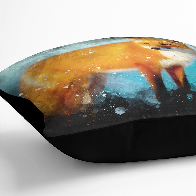 Red Fox Vol.3 Square Throw Cushion, Black, 40cm H x 40cm W x 15cm D