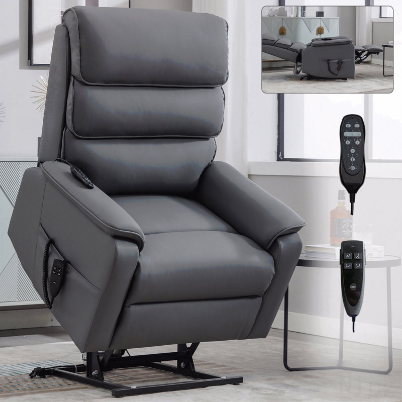Fauteuil inclinable électrique à deux moteurs Brown Leatheraire - Télécommande, chauffage, massage, mécanisme robuste, Jaune