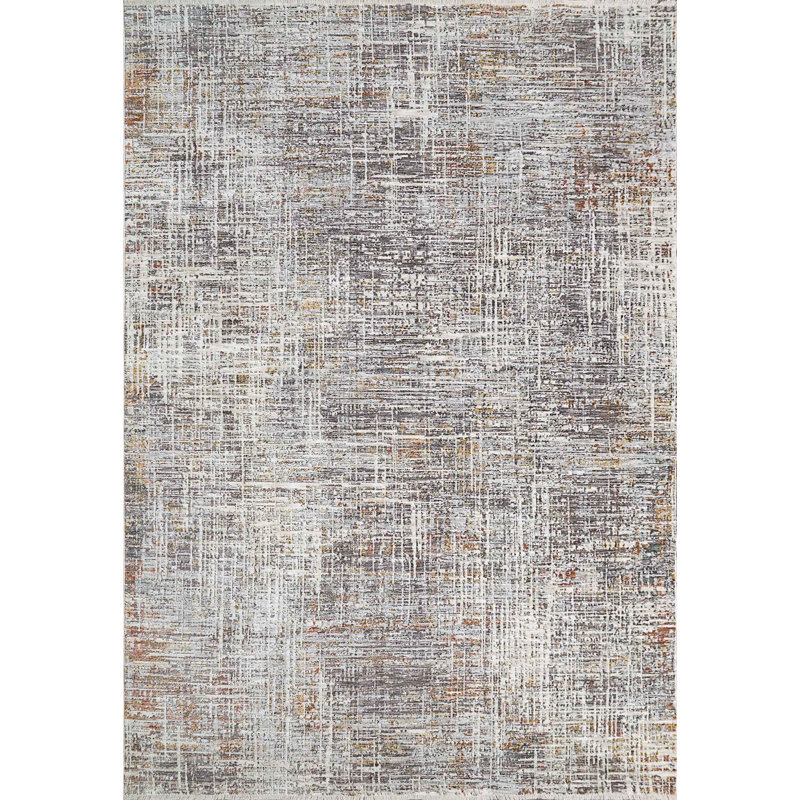 Abstract Area Rug in Grey, Rectangle 9' x 13'