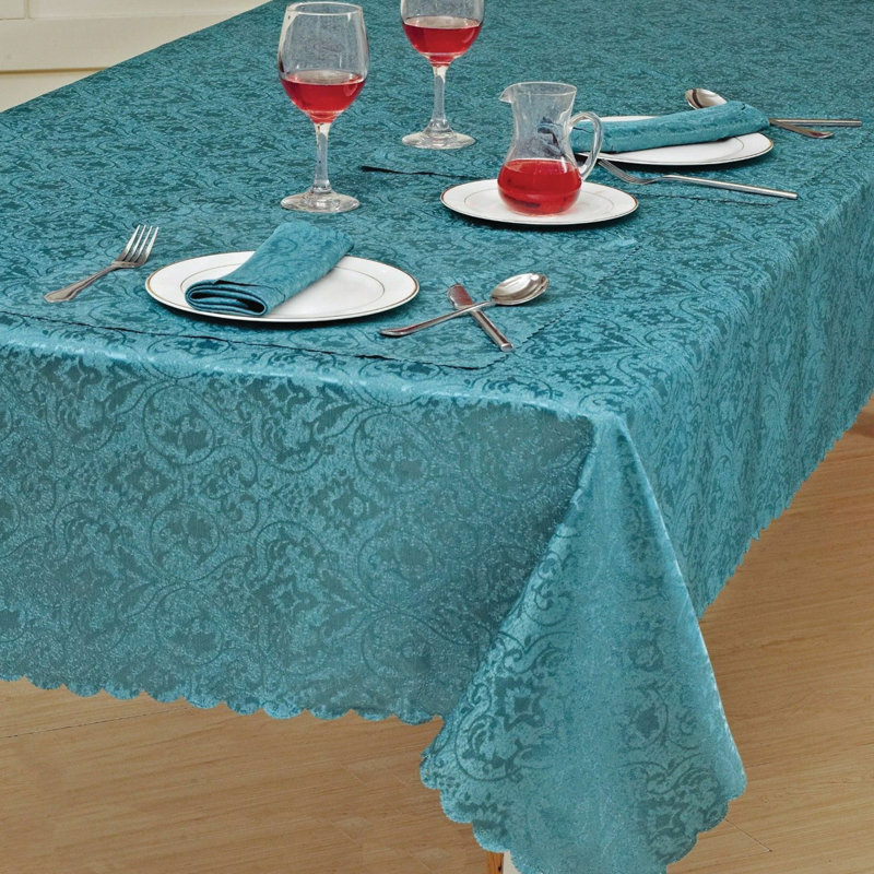 New Damask Jacquard Table Runner, 132cm W x 178cm L, Teal