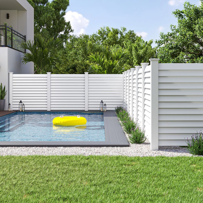 Louvered 6 in. x 6 in. x 102 in. White Inside Corner Vinyl Fence Post