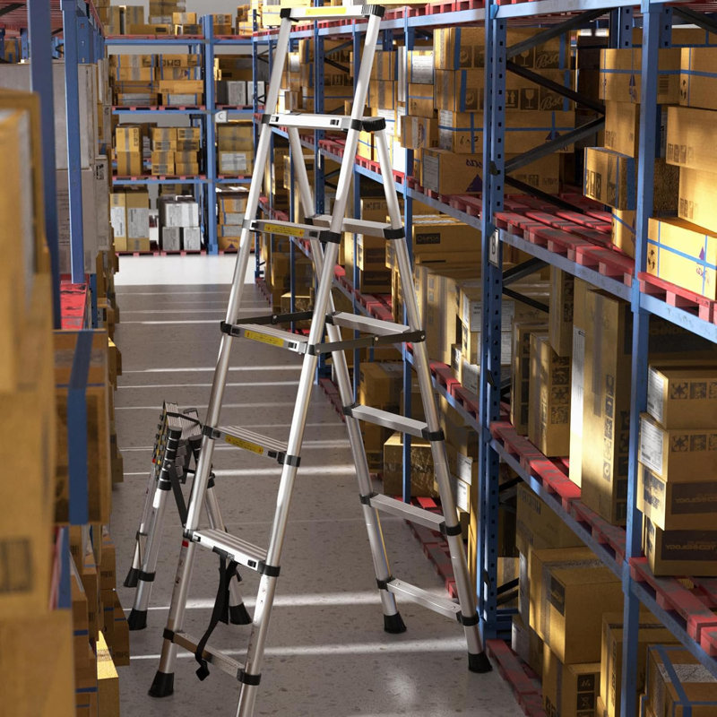 Telescoping Ladder A-Frame  Folding 6FT + 7FT Aluminium Step Ladder