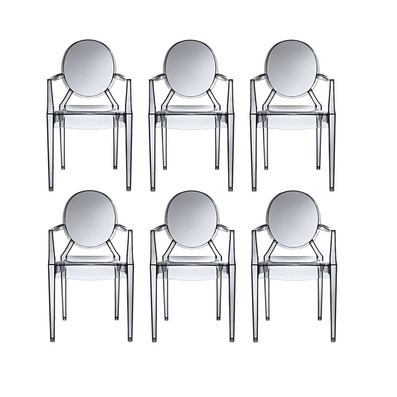  King Louis Back Stacking Side Chair, Smoke, 6
