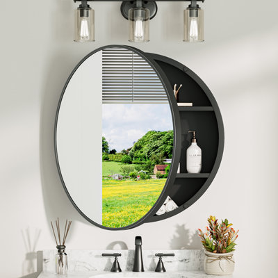 Pharmacie ronde avec miroir, fixation murale seulement