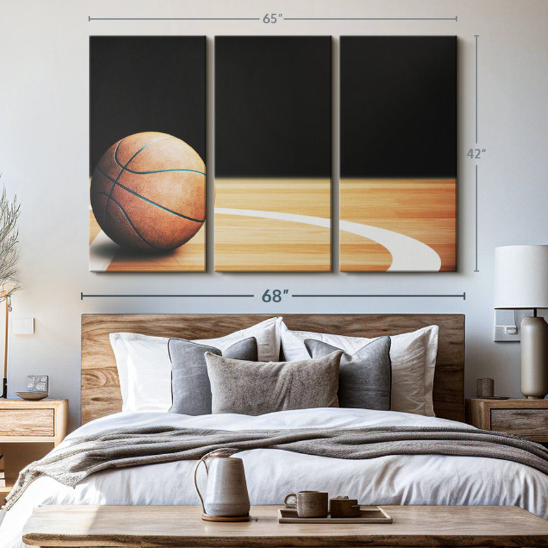 «Basketball Court Ball», 3 pièces, H 42 po x l 65 po x P 1,25 po