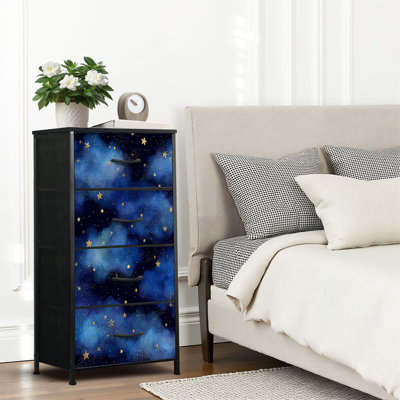 4 Drawer Dresser for Bedroom, Narrow Chest of Drawers, Wooden Top and Study Iron Frame 18"x37.5"-(WxH)
