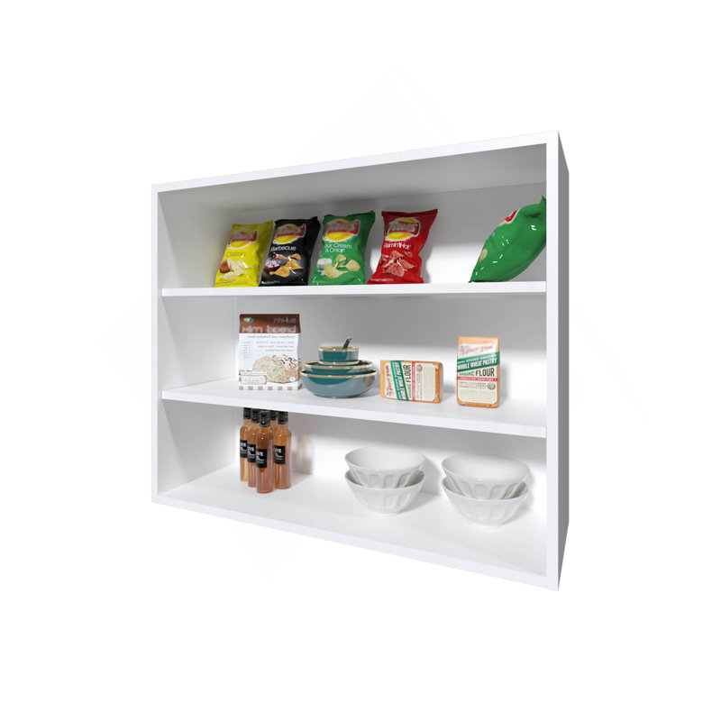 Armoire murale Chinle en mélamine avec rangement ouvert, blanc, Blanc