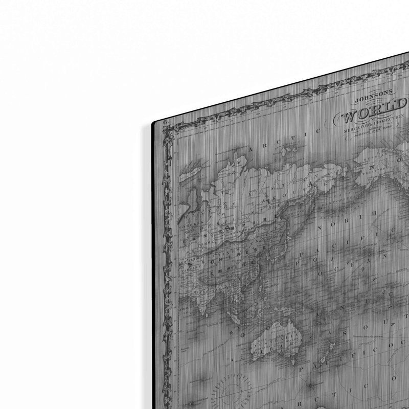 Breakwater Bay «Johnson's Map of the World» par Johnson, art mural en métal, H 16 po x l 24 po