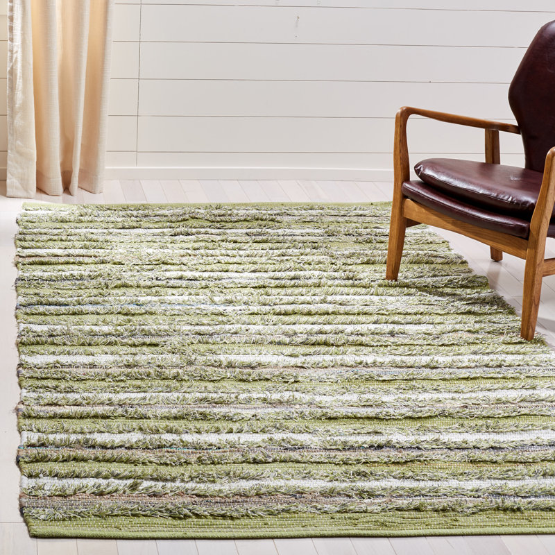 Bester Hand Woven Cotton Striped Rug, Rectangle 8' x 10'