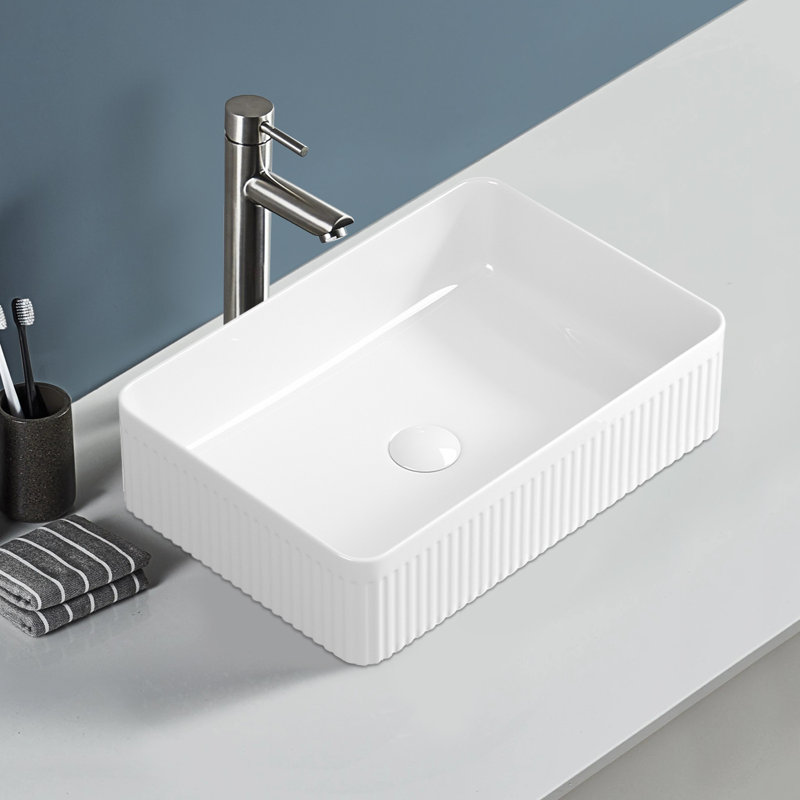 Description du lavabo de salle de bain rectangulaire en céramique blanche Topcraft 19,69 "Topcraft