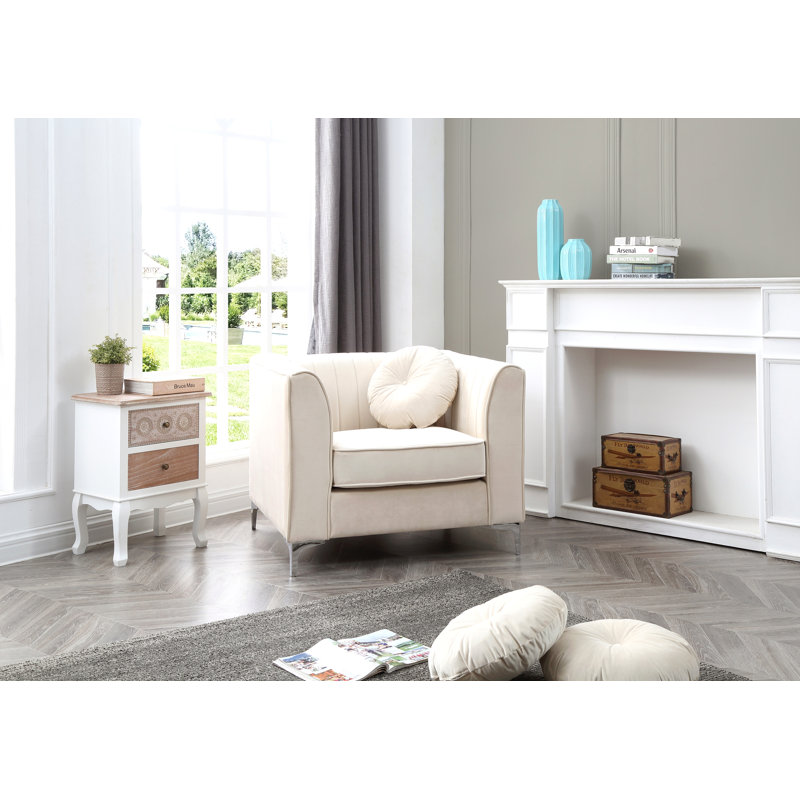 Fauteuil contemporain incliné ivoire