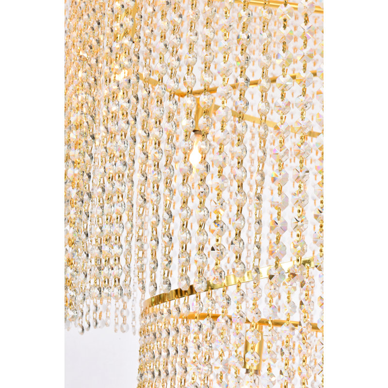 Lustre unique à 41 niveaux avec accents de cristal Sterns, Or