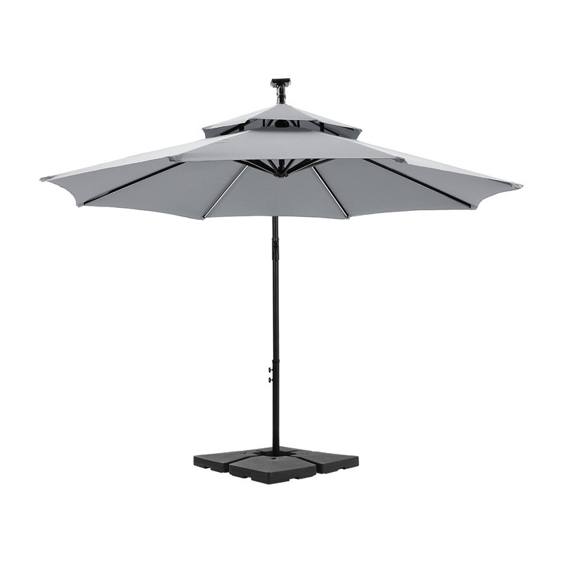 Sherell 291cm Lighted Cantilever Parasol, Light Grey