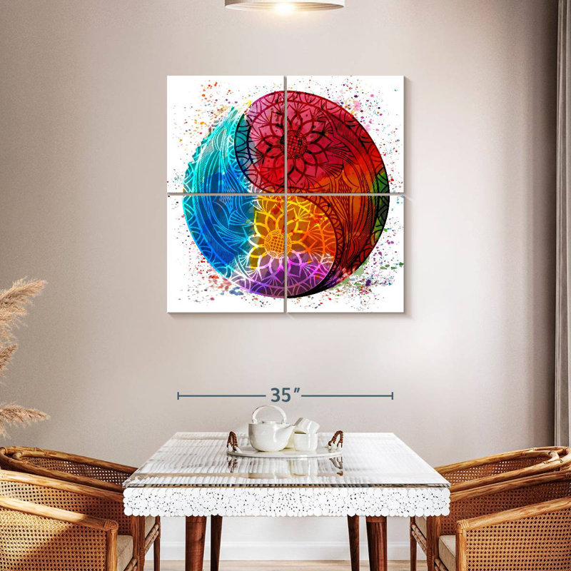 Symbole Kerrick du Yin Yang coloré, H 38 po x l 38 po